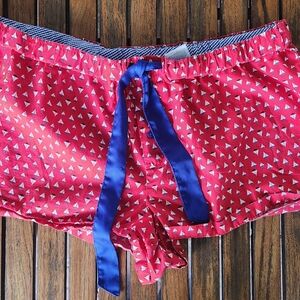 Women's Faded Glory Red Sailboat Sleep Shorts 100% Organic Cotton Size XL Lounge